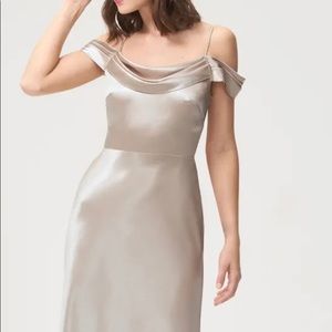 Jenny Yoo Collection Satin Back Crepe Serena Bridesmaid Dress. Size 24, Latte